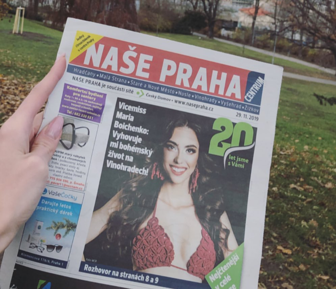 Maria Boichenko na titulce magazínu Naše Praha