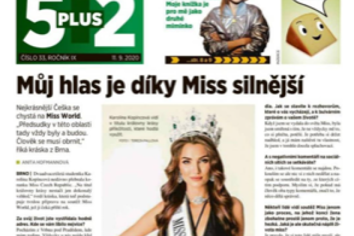 Karolína Kopíncová na titulce nagazínu 5plus2